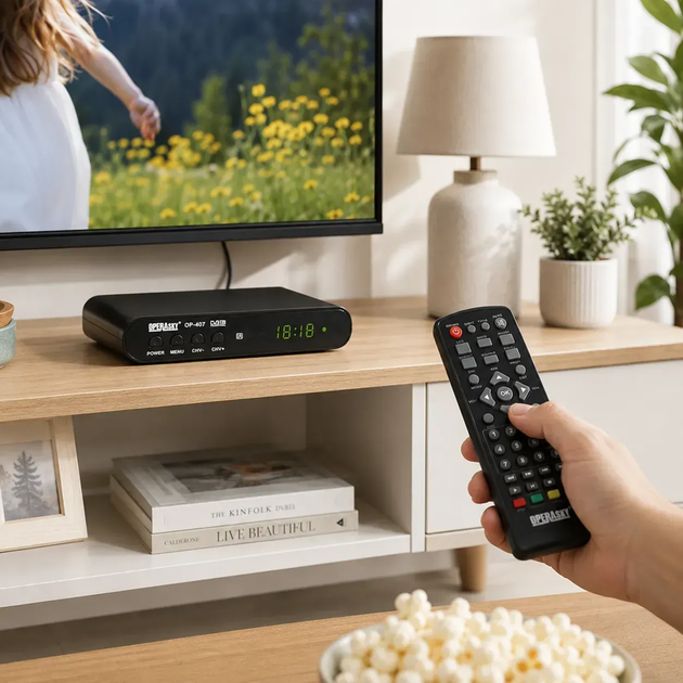 Цифровой тюнер Operasky OP-407 Full HD 1080p эфирный DVB-T2 ресивер Full HD с Wi-Fi и USB приставка с LED-дисплеем - Фото 5 Цифровой тюнер Operasky OP-407 Full HD 1080p эфирный DVB-T2 ресивер Full HD с Wi-Fi и USB приставка с LED-дисплеем - изображение 5