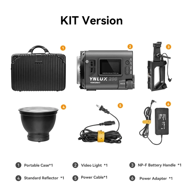 Профессиональный портативный видеосвет Yongnuo YNLUX200 KIT 200 Вт Bi-Color 2700K~6500K Bowens с держателем и кейсом (LMC.CP.340) - изображение 4