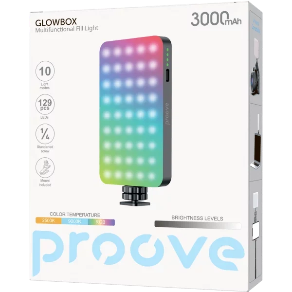 Портативный LED Видеосвет Proove GlowBox black 129 LED RGB - Фото 3 Портативный LED Видеосвет Proove GlowBox black 129 LED RGB - изображение 3