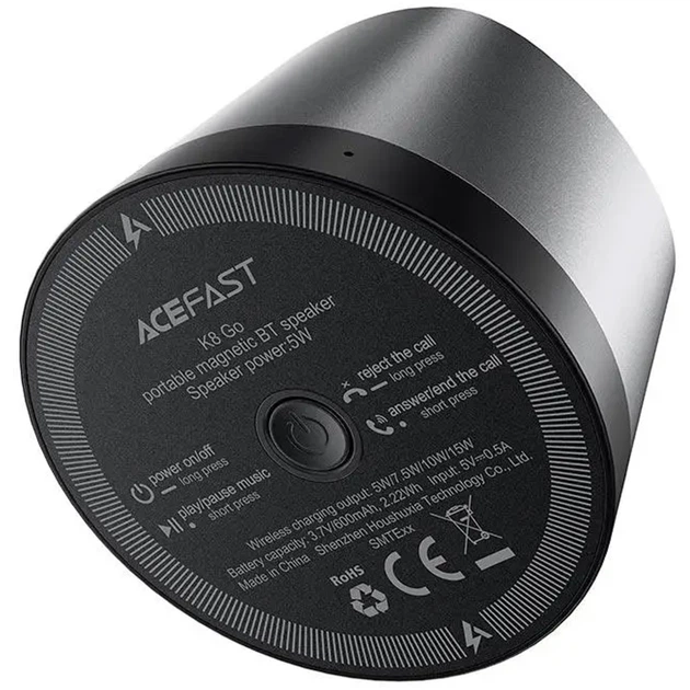 Bluetooth Колонка K8 + БЗУ 15W Black Acefast (teh0029774) - изображение 3