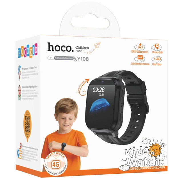 Дитячий cмарт-годинник Y108 4G with call function Black Hoco 000351085 - зображення 3