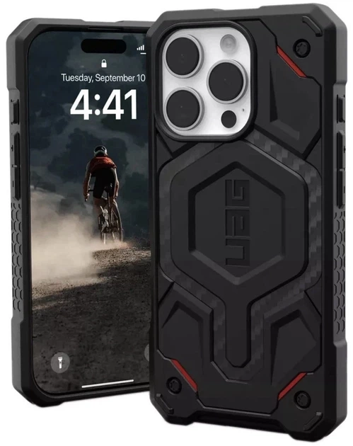 Чехол противоударный UAG Monarch Pro MagSafe (Original) для iPhone 16 Pro (6.3") Carbon Fiber Red 1144911F4242 - Фото 6 Чехол противоударный UAG Monarch Pro MagSafe (Original) для iPhone 16 Pro (6.3") Carbon Fiber Red 1144911F4242 - изображение 6