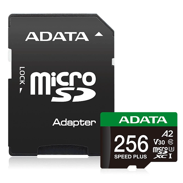 Карта пам'яті microSDXC (UHS-1 U3) A-DATA SPEED PLUS 256Gb Class 10 V30 A2 (R-180Mb/s W160Mb/s) (adapter SD) - Фото 1 Карта пам'яті microSDXC (UHS-1 U3) A-DATA SPEED PLUS 256Gb Class 10 V30 A2 (R-180Mb/s W160Mb/s) (adapter SD) - изображение 1
