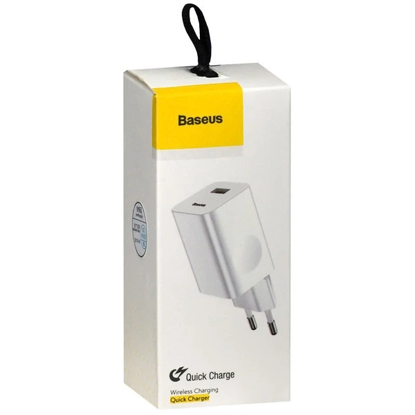 Мережевий зарядний пристрій Baseus Home Charger 1USB QC3.0 12V/2A White - зображення 2