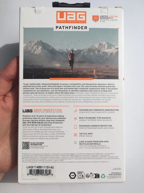 Чохол протиударний UAG Pathfinder MagSafe Original для Iphone 17 Pro (6.3") Clear Ash 114551113140 - Фото 4 Чохол протиударний UAG Pathfinder MagSafe Original для Iphone 17 Pro (6.3") Clear Ash 114551113140 - зображення 4