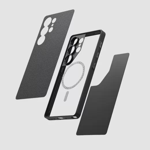 Карбоновый чехол Pitaka PIN Button Case Black/Grey Plain для Samsung Galaxy S25 Ultra (PBS2501U) - изображение 3