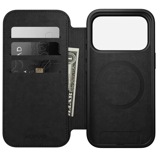 Кожаный чехол-книжка Nomad Modern Leather Case Folio Black для iPhone 17 Pro (NM014193858) - изображение 4