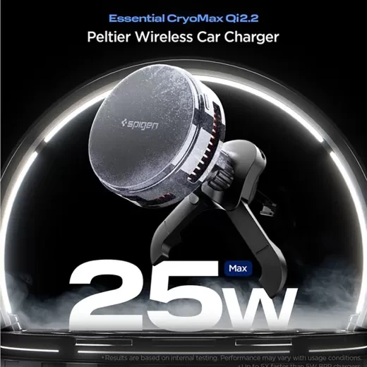 Автомобильное зарядное устройство Spigen Essential MagSafe Qi2.2 25W Peltier Wireless Car Charger Air Vent EV25MFAQ Black (ACP10511) - изображение 2