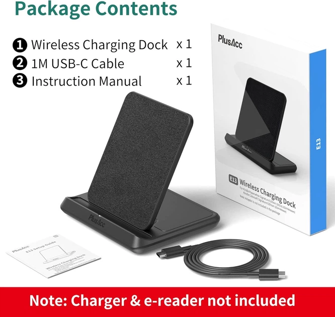 Беспроводная зарядная станция PlusAcc E13 для Kindle Paperwhite Signature & Colorsoft и смартфонов Qi - изображение 8