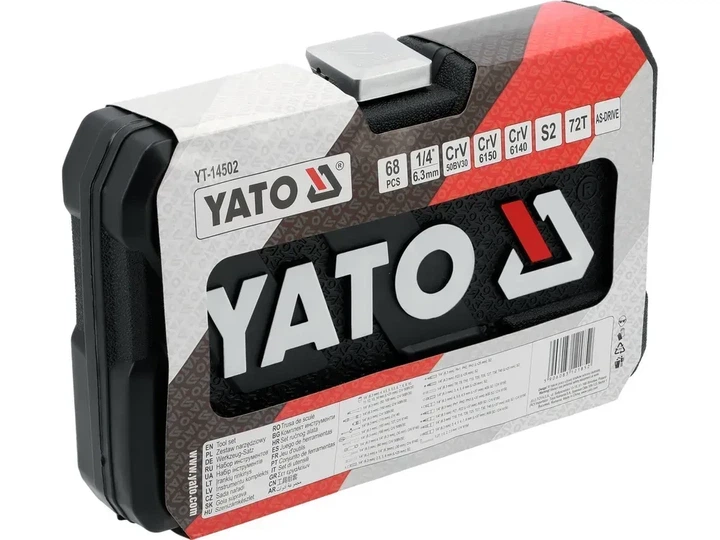 Набор торцевых головок и бит YATO квадрат 1/4" с инструментами 68 предметов YT-14502 - изображение 6