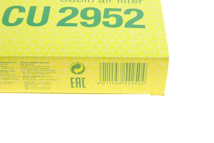 Фільтр салону Iveco Daily 06-/Massif 08-11/Campagnola 08- MANN-FILTER CU 2952 - изображение 5