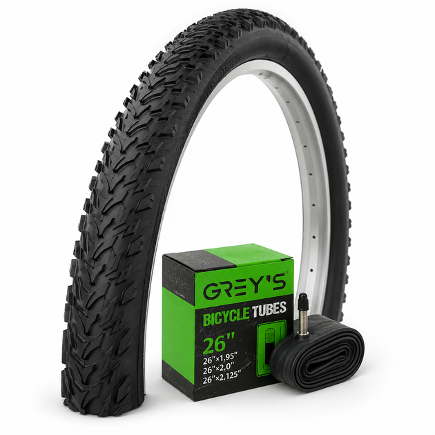 Комплект велосипедна антипрокольна покришка Deli Tire 26×1.95 SAMURAY (Індонезія) + камера Grey's 26×1.95–2.125 AV 48 мм - Фото 1 Комплект велосипедна антипрокольна покришка Deli Tire 26×1.95 SAMURAY (Індонезія) + камера Grey's 26×1.95–2.125 AV 48 мм - зображення 1