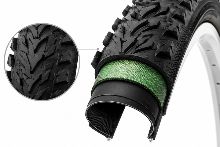 Комплект велосипедна антипрокольна покришка Deli Tire 26×1.95 SAMURAY (Індонезія) + камера Grey's 26×1.95–2.125 AV 48 мм - Фото 2 Комплект велосипедна антипрокольна покришка Deli Tire 26×1.95 SAMURAY (Індонезія) + камера Grey's 26×1.95–2.125 AV 48 мм - зображення 2