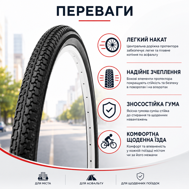 Покришка велосипедна Deli Tire 28×1.75 (47-622) для міського велосипеда, зносостійка, Індонезія - Фото 3 Покришка велосипедна Deli Tire 28×1.75 (47-622) для міського велосипеда, зносостійка, Індонезія - зображення 3