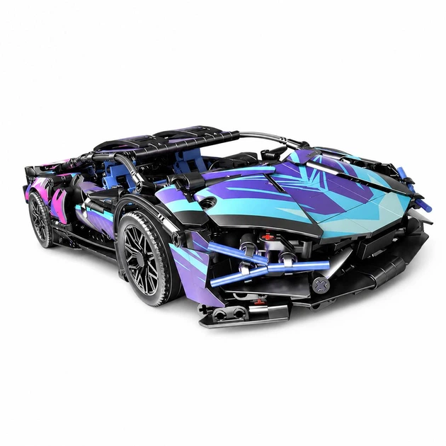 Конструктор машина Техник Lamborghini Cyberpunk детский конструктор для мальчиков гоночная спортивная машинка Lamborghini для сборки для взрослых и детей большой игровой развивающий набор подарок на день рождения 1314 деталей - изображение 9