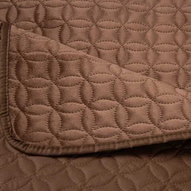 Покрывало евро макси ТЕП VELOUR Коричневый «Мозаика» 240×260 см велюровое стеганое - изображение 4