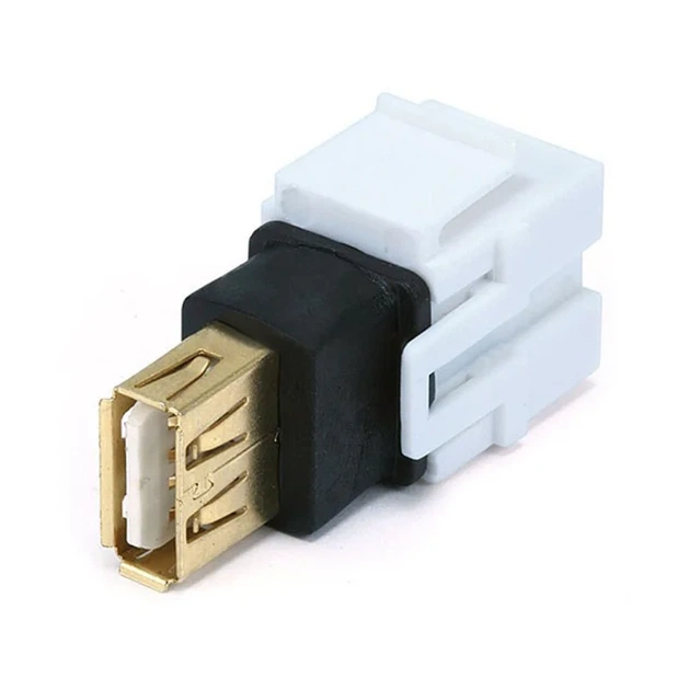 Вставка-кейстон із прохідним адаптером USB (гніздо-гніздо) Monoprice для мультимедійних настінних панелей колір білий MNKS-USB-2.0AAWH - Фото 2 Вставка-кейстон із прохідним адаптером USB (гніздо-гніздо) Monoprice для мультимедійних настінних панелей колір білий MNKS-USB-2.0AAWH - зображення 2