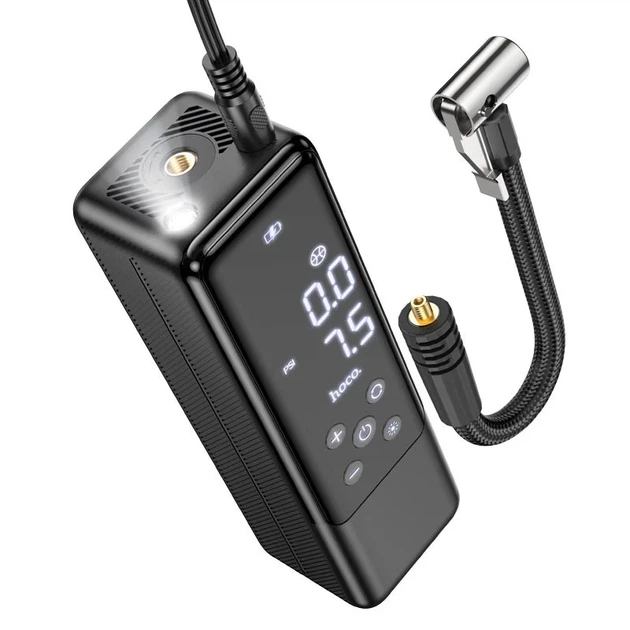 Портативный автомобильный насос Hoco ZP5 May 2000mAh до 150 PSI ABS черный - изображение 8