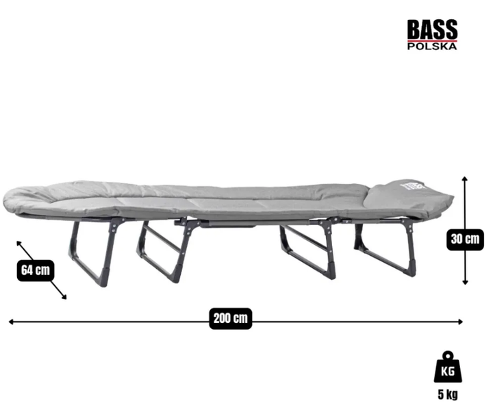 Кровать раскладная туристическая 200х64х30 см Bass Polska BH 31008 усиленная конструкция до165 кг - изображение 4