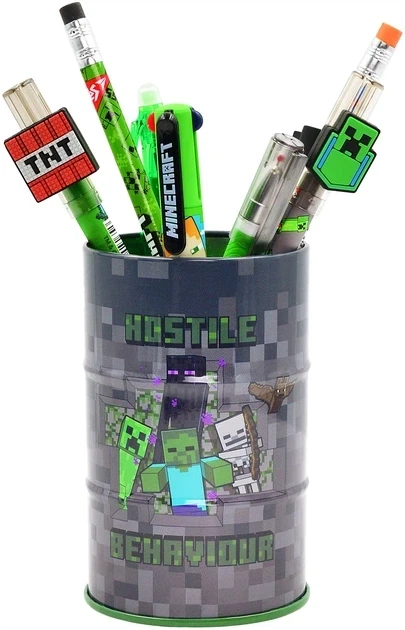 Стакан-подставка бочка YES Minecraft металл Серый (708376) - Фото 2 Стакан-подставка бочка YES Minecraft металл Серый (708376) - изображение 2
