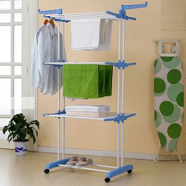 Сушарка для білизни складна триярусна Garment Rack K12-120 Підлогова сушарка з колесами 360° Сушарка для одягу - зображення 10