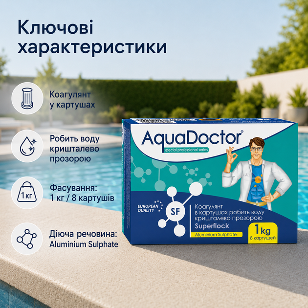 Коагулюючий засіб для освітлення води в басейні AquaDoctor у картушах 1 кг - зображення 3