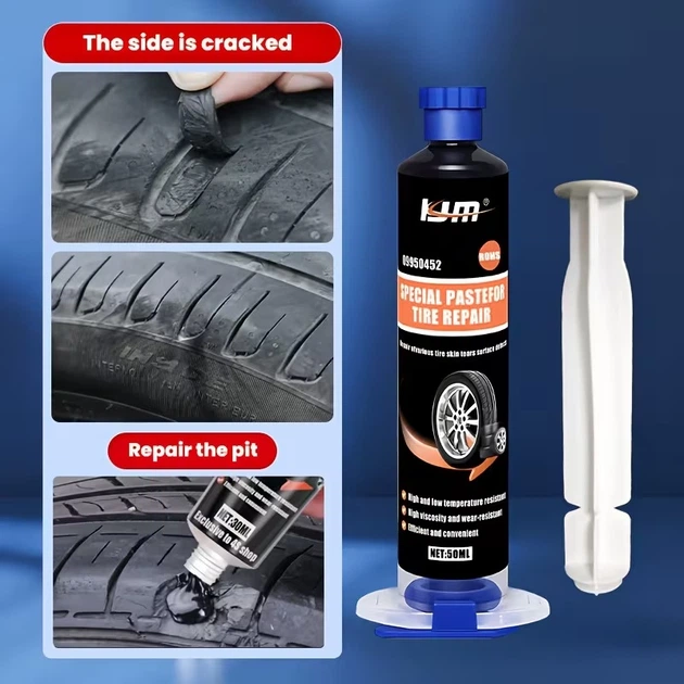Професійна паста-герметик для ремонту шин KJM Special Paste for Tire Repair (50 мл) + поршень і шпатель - изображение 4
