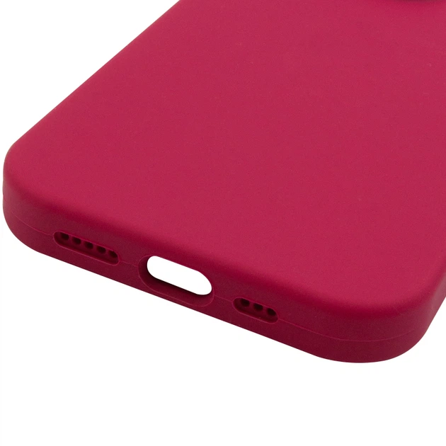 Силіконовий чохол Silicone Silk Full Camera Protective (AA) No Logo для iPhone 15 Pro Max (Айфон 15 про макс), матова накладка Soft Touch з повним захистом камери, корпусу, м'якою підкладкою з мікрофібри Rose Red - изображение 4