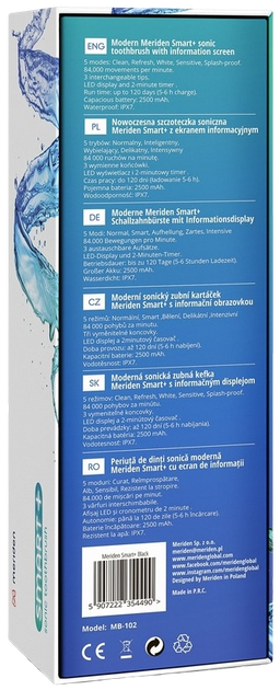 Elektryczna szczoteczka do zębów Meriden MB-102 Czarna (Mer000046) - obraz 3