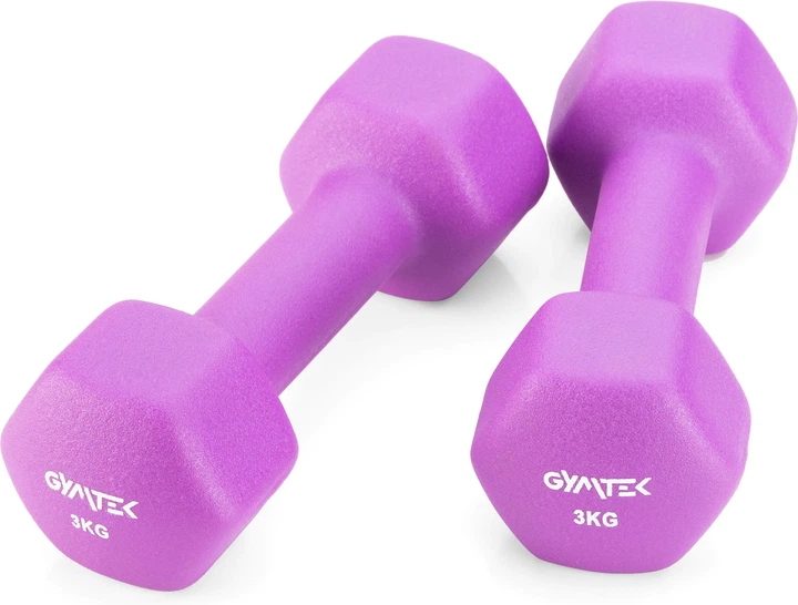 Zestaw hantli neoprenowych Gymtek Hex G-42598 2 x 3 kg Fioletowy (5905884425985) - obraz 2