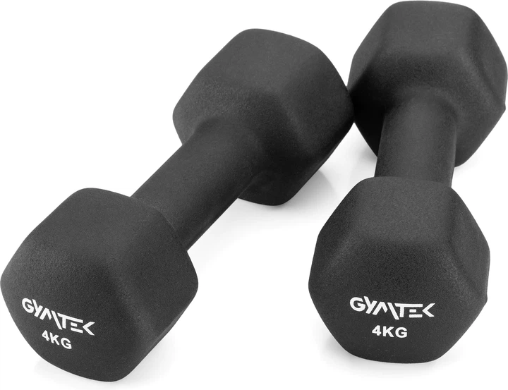 Zestaw hantli neoprenowych Gymtek Hex G-42599 2 x 4 kg Czarny (5905884425992) - obraz 2