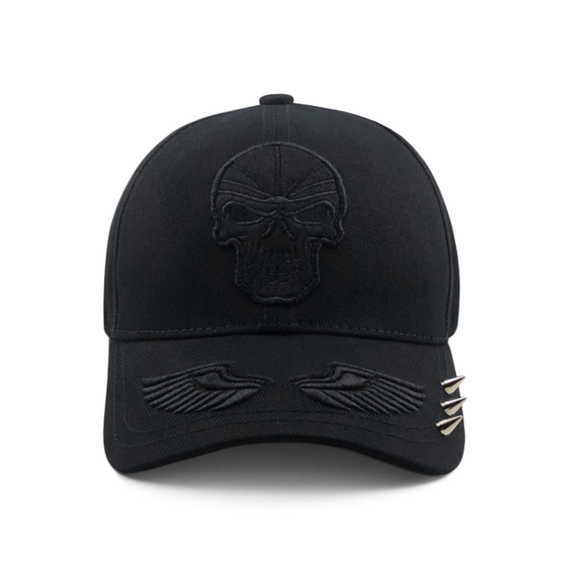 Кепка-бейсболка Damko Skull Black з вишивкою черепа та металевими шипами M (56–58 см) чорна - Фото 7 Кепка-бейсболка Damko Skull Black з вишивкою черепа та металевими шипами M (56–58 см) чорна - зображення 7