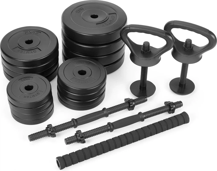 Zestaw hantli kompozytowych 2 x 20kg + kettlebell 3w1 Gymtek G-42297 Czarny (5905884422977) - obraz 3