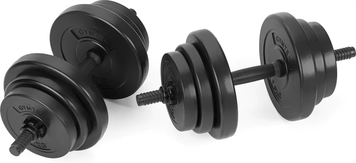 Zestaw hantli kompozytowych 2 x 20kg + kettlebell 3w1 Gymtek G-42297 Czarny (5905884422977) - obraz 4
