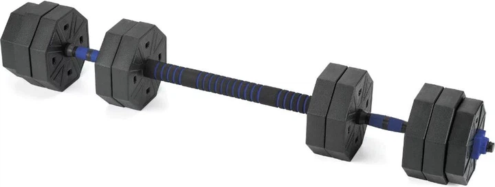 Набір регульованих гантелей 2 × 20 кг зі штангою Gymtek G-66605 Синьо-чорний (5907766666059) - зображення 4