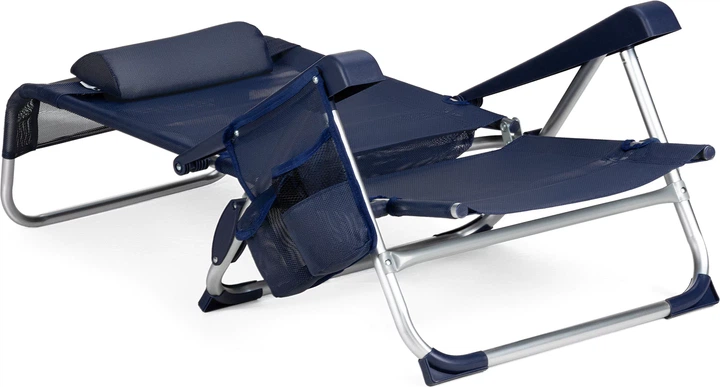 Пляжне крісло Outtec 2 в 1 з функцією шезлонга Sun Flex Темно-синє 198281 (5905884424131) - зображення 5
