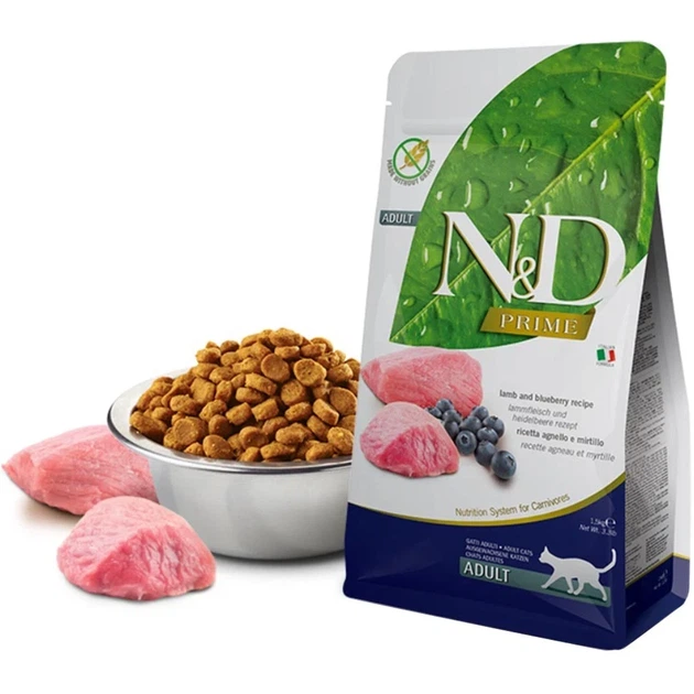 Беззерновий сухий корм для дорослих котів FARMINA Сat ND Grain Free Lamb/Blueberry Adult з ягням та чорницею 1.5 кг - изображение 2