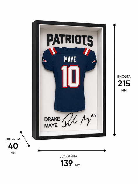 Картина-джерсі гравця Drake Maye з команди New England Patriots. Aivory - изображение 4