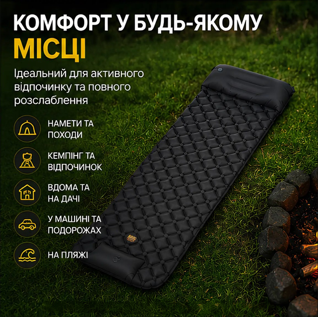 Туристичний надувний каремат Bass Polska BH 41965 190х58 см - зображення 6