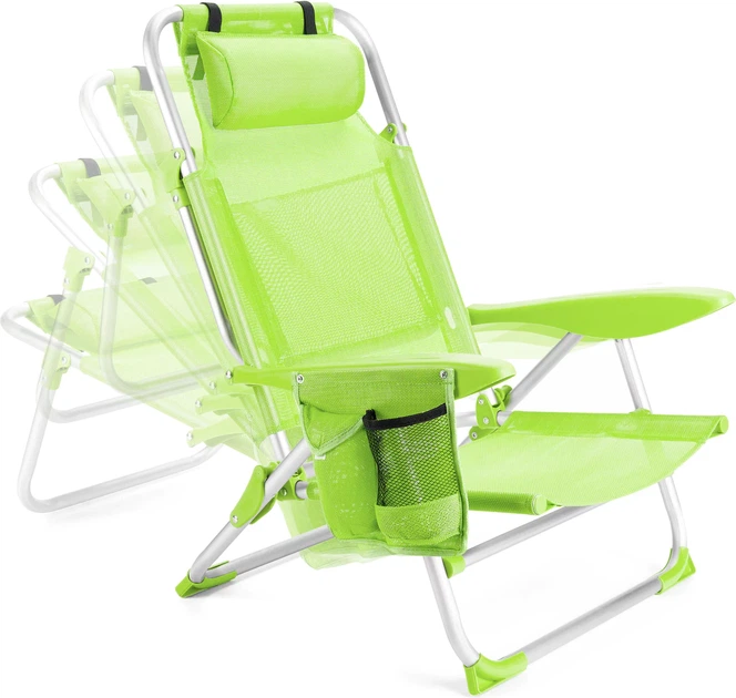 Пляжне крісло Outtec 2 в 1 з функцією шезлонга Sun Lite Лаймове 187736 (5907766664925) - зображення 2