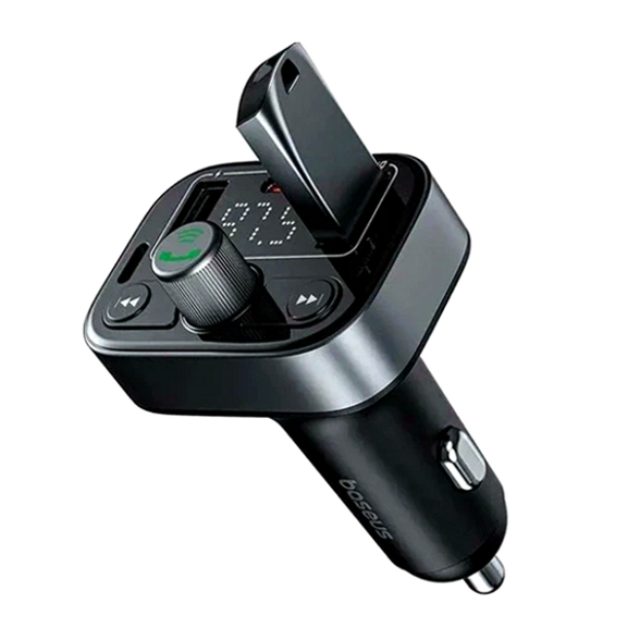 FM-трансмиттер Baseus S-09 Lite черный для автомобиля с Bluetooth и USB Type-C быстрая зарядка 35 Вт - изображение 3
