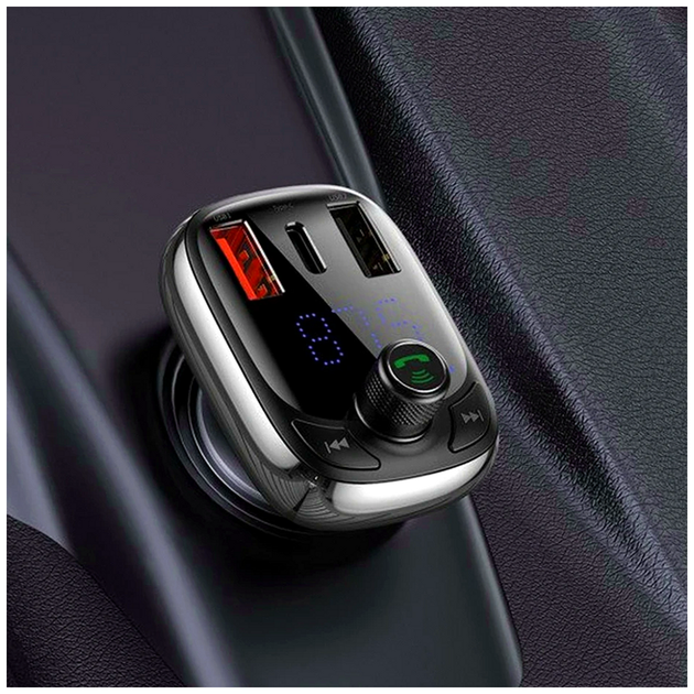FM-трансмиттер Baseus T Shaped S-13 Bluetooth MP3 плеер с быстрой зарядкой для автомобиля и громкой связи - изображение 3