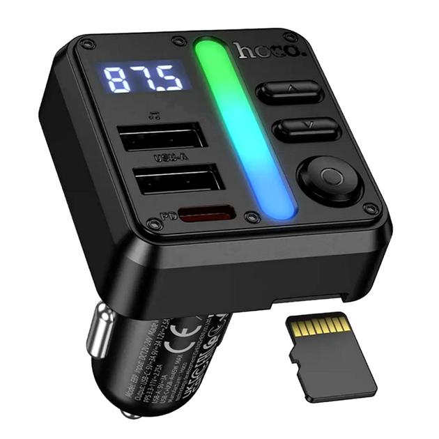 FM-трансмітер Hoco E89 Libre 45 W Bluetooth адаптер для автомобіля з заряджанням USB Type-A і Type-C - зображення 3