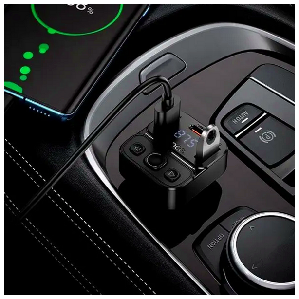 FM-трансмітер Hoco E87 Delta Bluetooth зарядний пристрій для автомобіля зі швидким заряджанням і чистим звуком - зображення 8