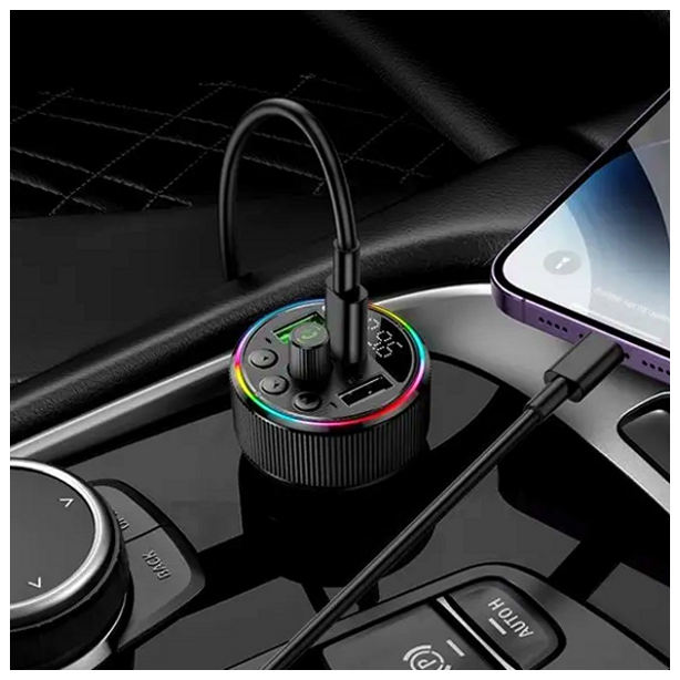 FM-трансмиттер Hoco E82 Guerrero Bluetooth для автомобиля с быстрой зарядкой 30 Вт USB Type-C и 2 USB Type-A - изображение 7