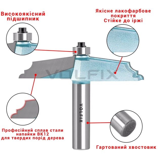 Фреза фігірейна горизонтальна для виготовлення фільонки VOLFIX FZ-90-05 d12 (FZ-90-05 d12) - Фото 5 Фреза фігірейна горизонтальна для виготовлення фільонки VOLFIX FZ-90-05 d12 (FZ-90-05 d12) - зображення 5