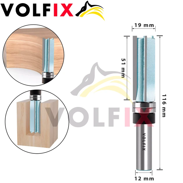 Фреза обкаточна пряма з верхнім підшипником VOLFIX FZ-120-487 d12 (FZ-120-487 h-51 d12) - изображение 2
