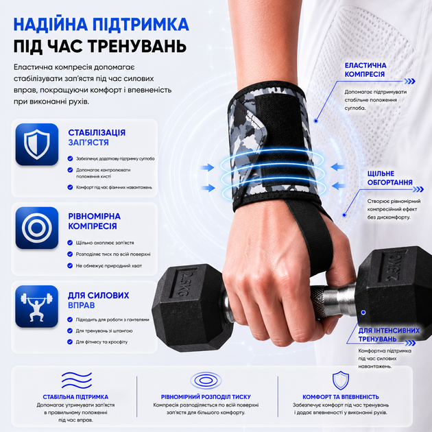 Бинты на запястье Vilico AB167 кистевые, для пауэрлифтинга, бодибилдинга и силовых тренировок, серые - изображение 6