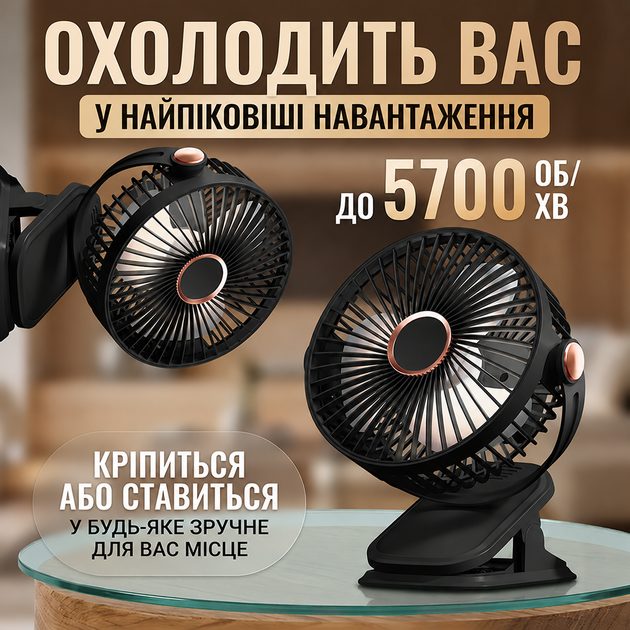 Аккумуляторный настольный поворотный Вентилятор на прищепке клипсе с подсветкой вращением мини вентилятор Беспроводной портативный - Фото 2 Аккумуляторный настольный поворотный Вентилятор на прищепке клипсе с подсветкой вращением мини вентилятор Беспроводной портативный - изображение 2