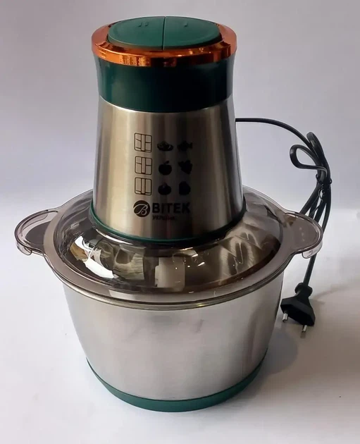 Універсальний кухонний комбайн-подрібнювач BiTEK BT-7019 з неіржавкої сталі 1500w чаша 2 л - Фото 1 Універсальний кухонний комбайн-подрібнювач BiTEK BT-7019 з неіржавкої сталі 1500w чаша 2 л - зображення 1